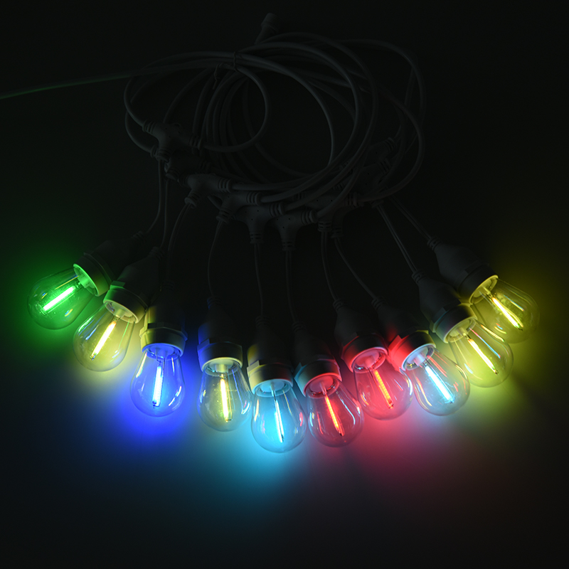 S14 hængende wire E27 spiral transparent lampeskærm farve string lys