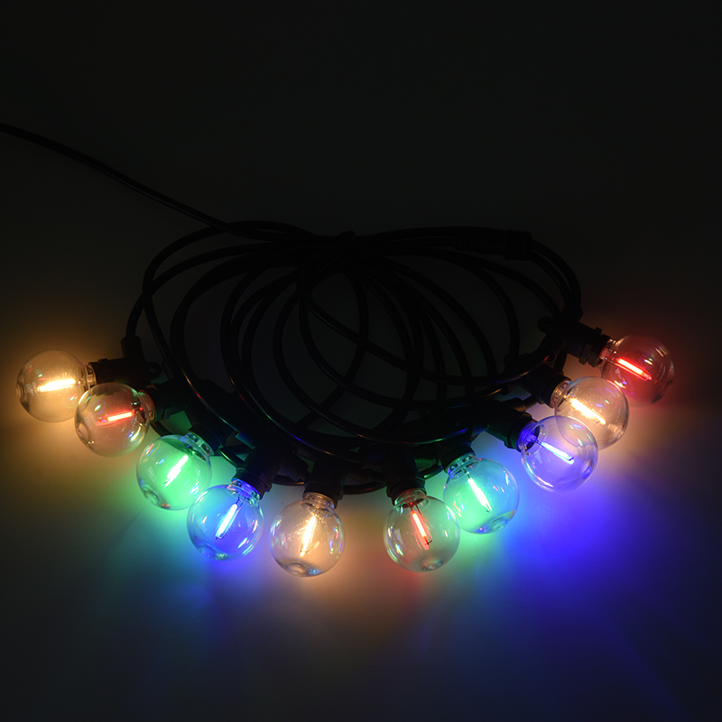 G40 Ball Bubble E12 Spiralmund Farverig LED dekorativ festonbelysning