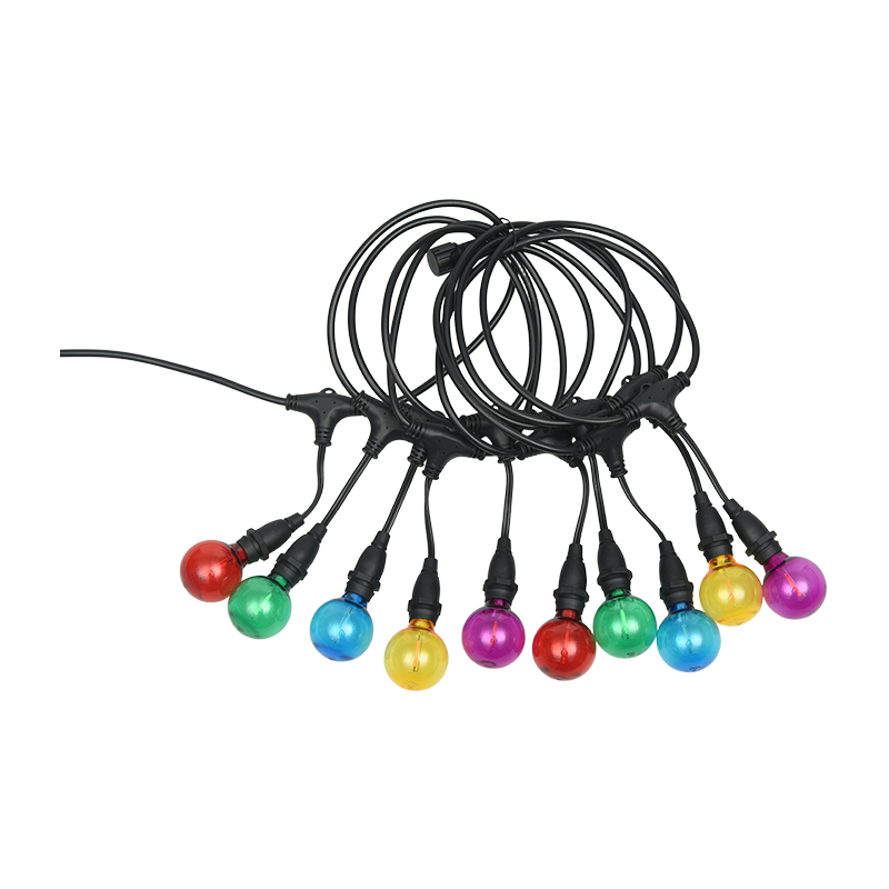 G40 rund pære E12 skrue base farvet pendel type string lys
